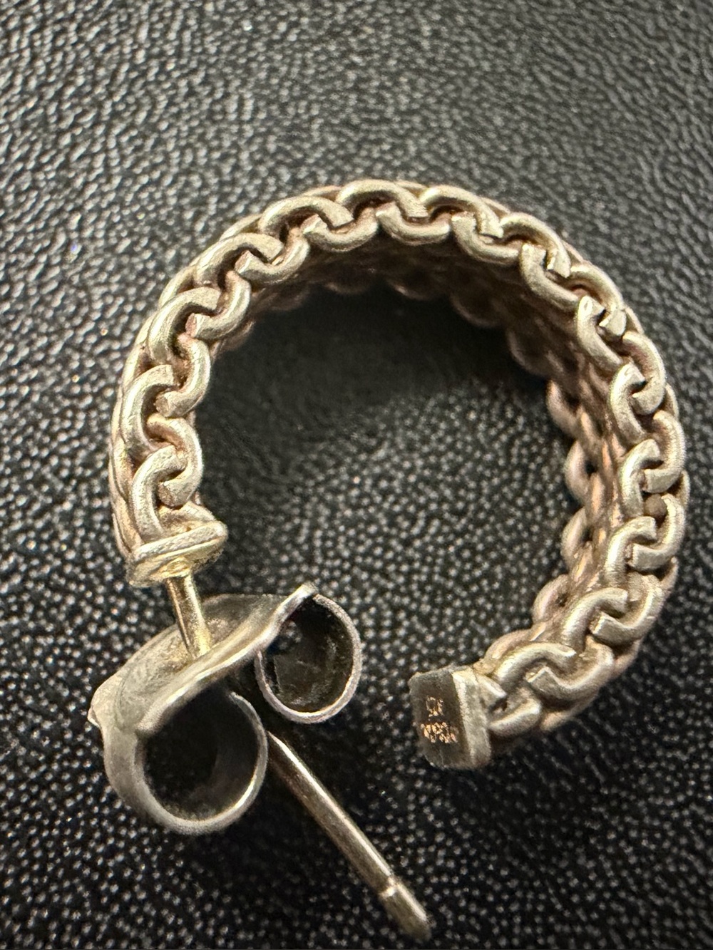 Authentic Tiffany & Co. Somerset Mesh Hoop Earring (Small)-single earring only.